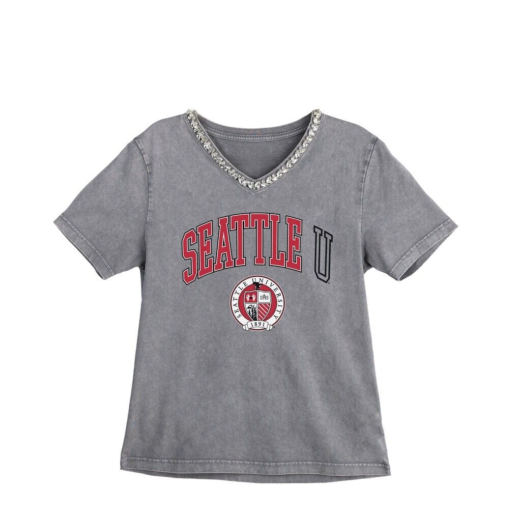 Seattle Redhawks Gameday Couture Women's Iconic Edge Rhinestone V-Neck T-Shirt