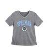 Spelman College Jaguars Gameday Couture Women's Iconic Edge Rhinestone V-Neck T-Shirt - Gray - Front View