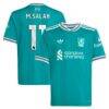 Mohamed Salah Liverpool adidas Youth 2025/26 Third Replica Player Jersey - Green - Front View