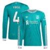 Virgil van Dijk Liverpool adidas 2025/26 Third Authentic Long Sleeve Player Jersey - Green - Front View