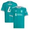 Virgil van Dijk Liverpool adidas Youth 2025/26 Third Replica Player Jersey - Green - Front View