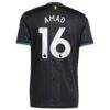 Amad Diallo Manchester United adidas 2025/26 Third Replica Player Jersey - Black - Detail View