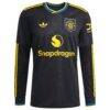 Amad Diallo Manchester United adidas 2025/26 Third Replica Long Sleeve Player Jersey - Black - Side View