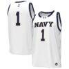 Navy Midshipmen Under Armour #1 Replica Basketball Jersey - White - Front View