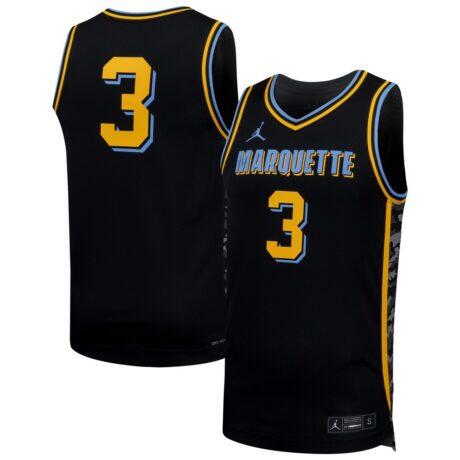 #3 Marquette Golden Eagles Nike Replica Basketball Jersey - Black - Front View