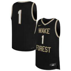 #1 Wake Forest Demon Deacons Nike Youth Replica Basketball Jersey - Black - Front View