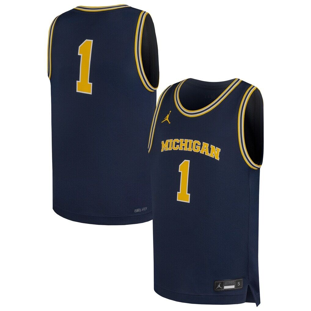#1 Michigan Wolverines Jordan Brand Youth Replica Basketball Jersey