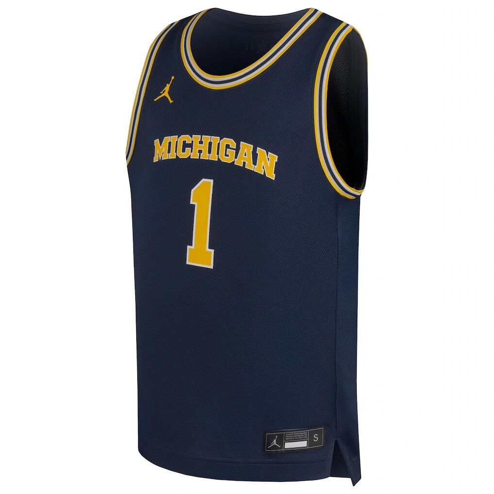 #1 Michigan Wolverines Jordan Brand Youth Replica Basketball Jersey