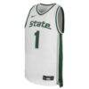 #1 Michigan State Spartans Nike Youth Alternate Replica Basketball Jersey - White - Side View