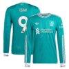 Alexander Isak Liverpool adidas 2025/26 Third Authentic Long Sleeve Player Jersey - Green - Front View