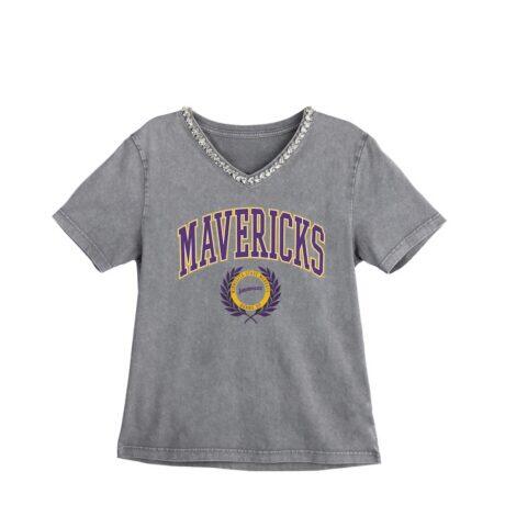 Minnesota State Mavericks Gameday Couture Women's Iconic Edge Rhinestone V-Neck T-Shirt - Gray - Front View