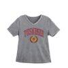 Tuskegee Golden Tigers Gameday Couture Women's Iconic Edge Rhinestone V-Neck T-Shirt - Gray - Front View