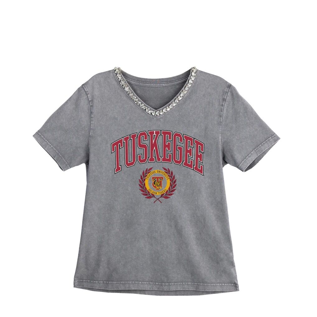Tuskegee Golden Tigers Gameday Couture Women's Iconic Edge Rhinestone V-Neck T-Shirt