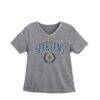 San Jose State Spartans Gameday Couture Women's Iconic Edge Rhinestone V-Neck T-Shirt - Gray - Front View