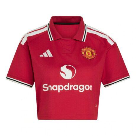Manchester United adidas Women's 2026/27 Home Cropped Replica Jersey - Red - Front View