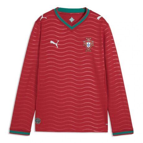 Portugal National Team Puma Youth 2026 Home Replica Long Sleeve Jersey - Red - Side View