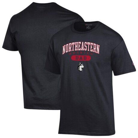 Northeastern Huskies Champion Dad Pill Box Jersey T-Shirt - Black - Front View