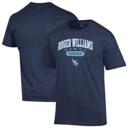 RWU Hawks Champion Unisex Grandparent Pill Box Jersey T-Shirt - Navy - Front View