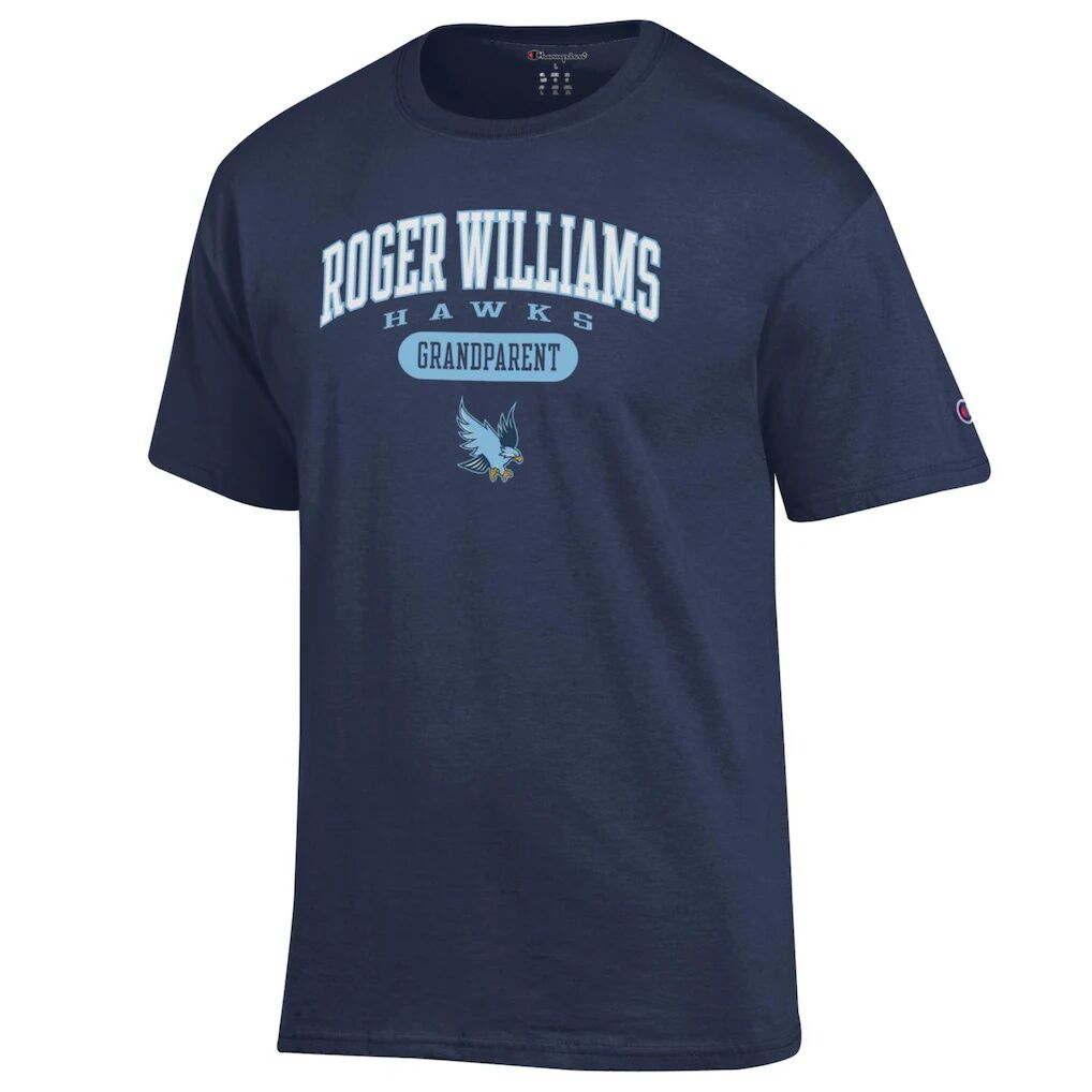 RWU Hawks Champion Unisex Grandparent Pill Box Jersey T-Shirt