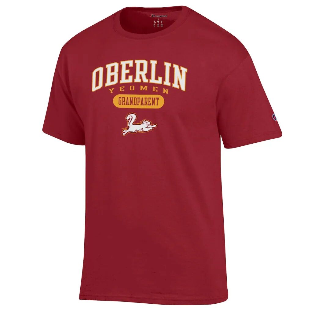 Oberlin Yeomen Champion Unisex Grandparent Pill Box Jersey T-Shirt - Cardinal
