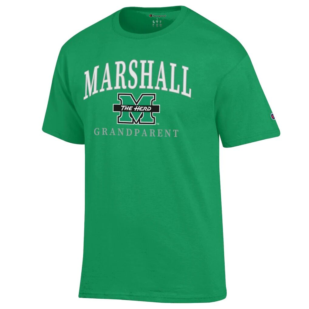 Marshall Thundering Herd Champion Unisex Arch Grandparent Jersey T-Shirt - Kelly Green