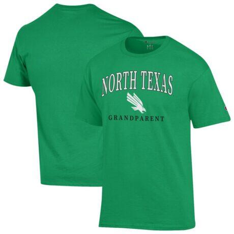 North Texas Mean Green Champion Unisex Arch Grandparent Jersey T-Shirt - Kelly Green - Front View