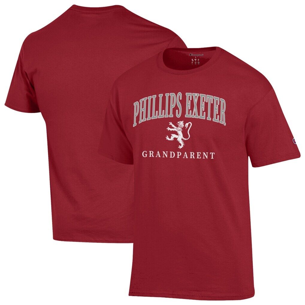 Phillips Exeter Academy Big Red Champion Unisex Arch Grandparent Jersey T-Shirt - Maroon
