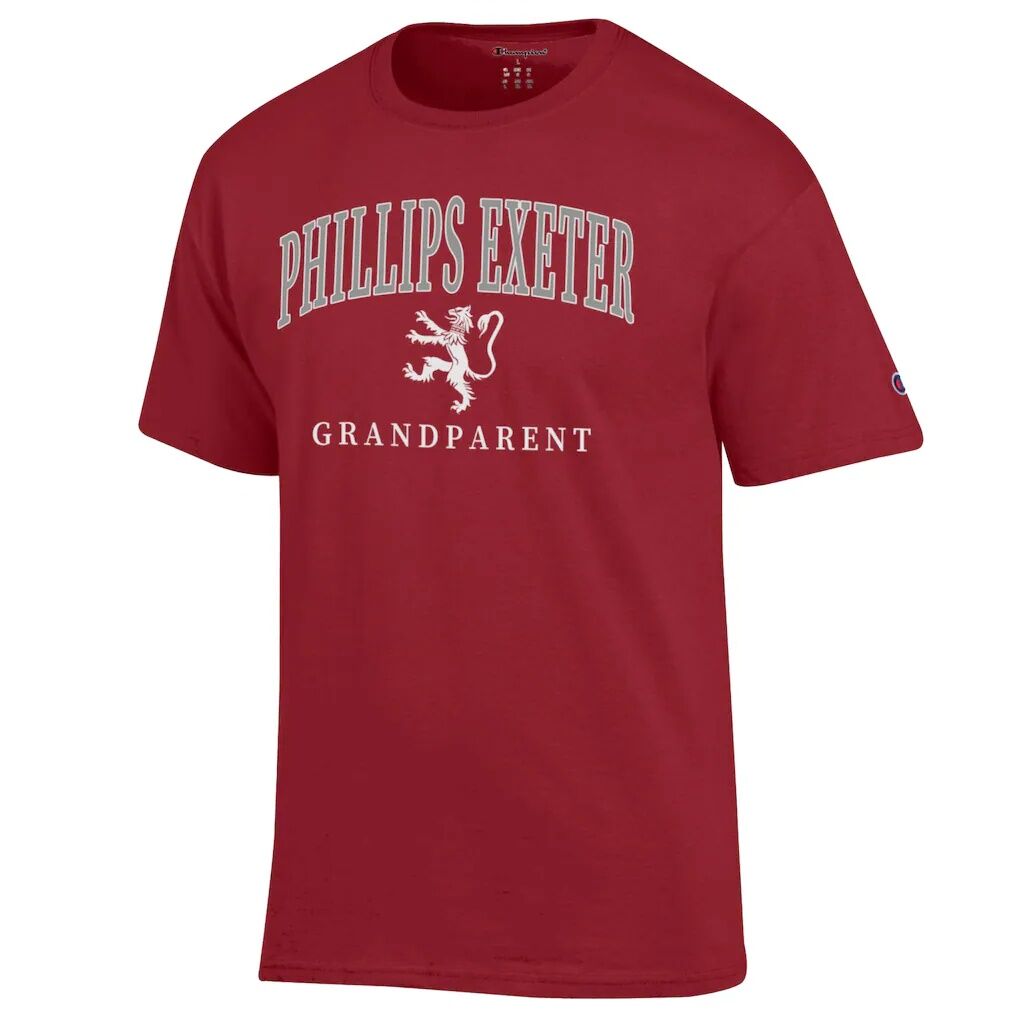Phillips Exeter Academy Big Red Champion Unisex Arch Grandparent Jersey T-Shirt - Maroon