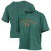 Miami Hurricanes Pressbox Women's Vintage Waist Length Script Over Logo T-Shirt - Green - Front View