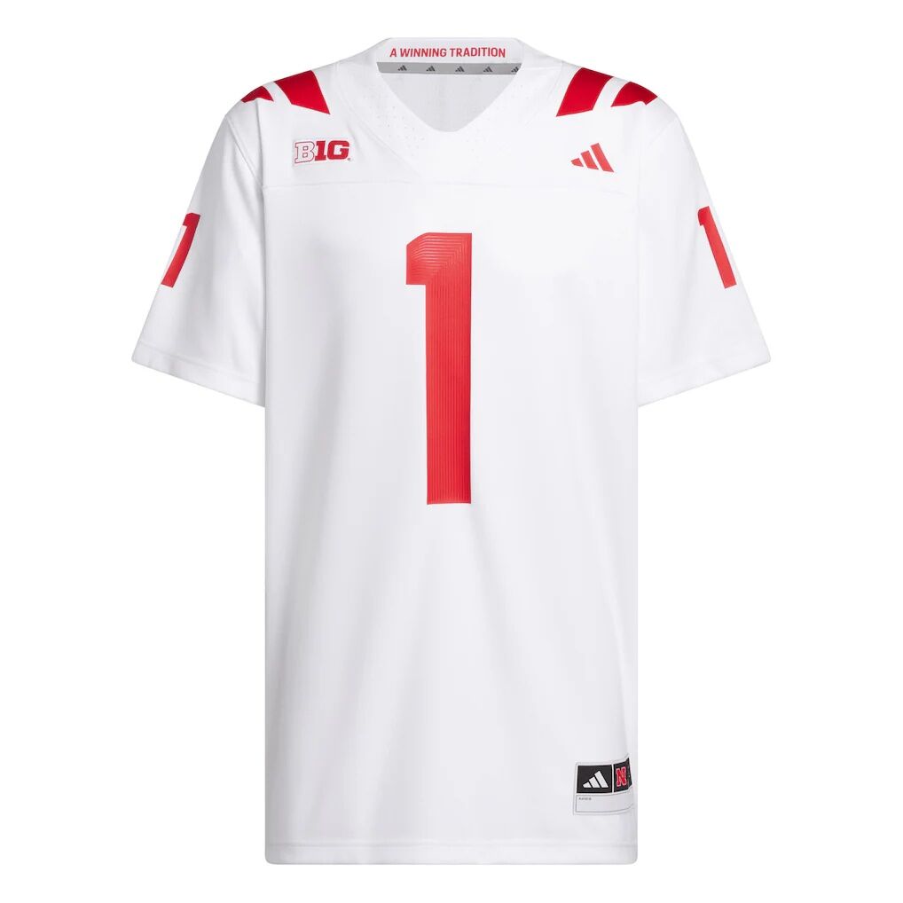 #1 Nebraska Huskers adidas Away Premier Football Jersey