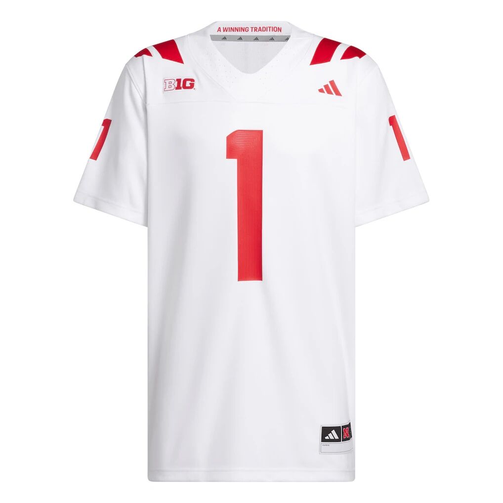 #1 Nebraska Huskers adidas Away Premier Football Jersey