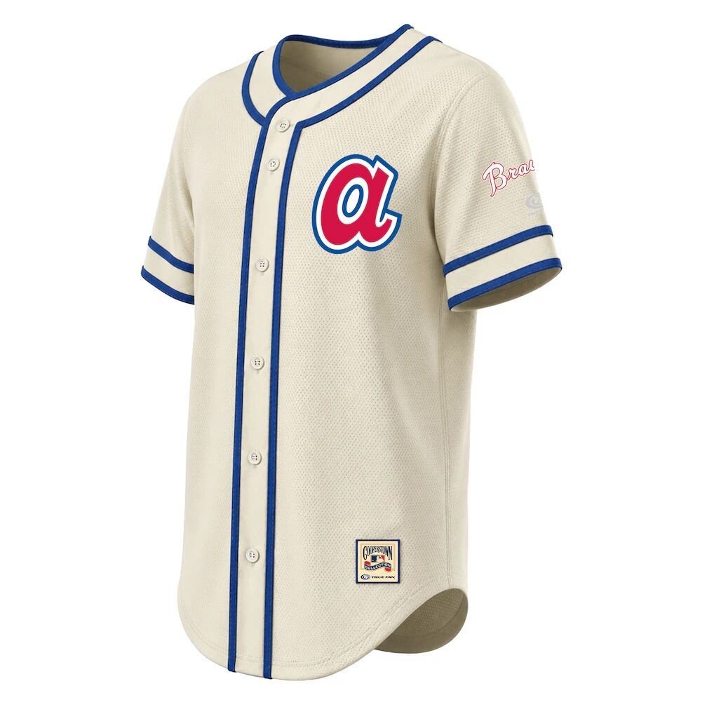Atlanta Braves Stitches Throwback Fashion Jersey - Natural