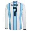 Rodrigo De Paul Argentina National Team adidas 2026 Home Replica Long Sleeve Jersey - White - Detail View