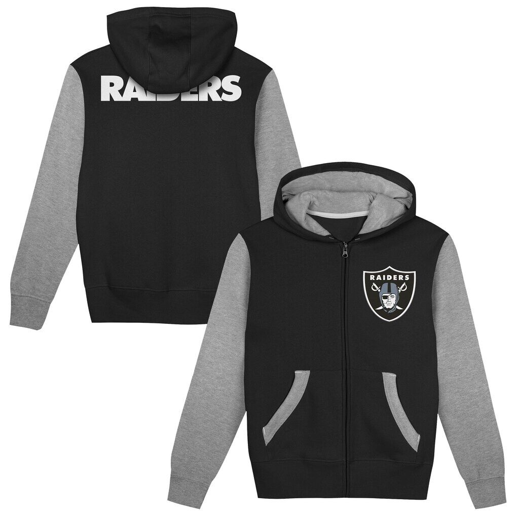 Las Vegas Raiders Outerstuff  Toddler Stadium Colorblock Full-Zip Hoodie - Black/Silver