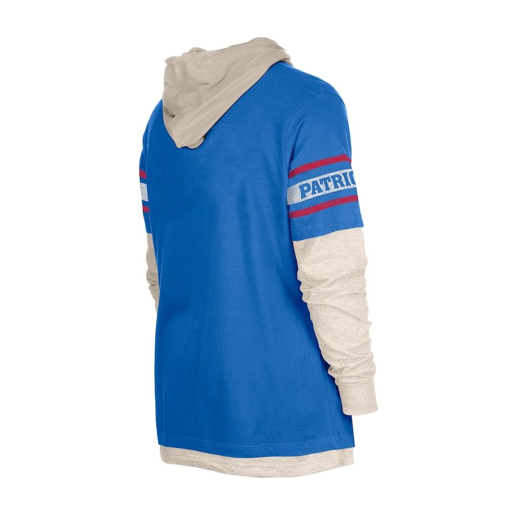 New England Patriots New Era Twofer Layered Long Sleeve Hoodie T-Shirt - Royal
