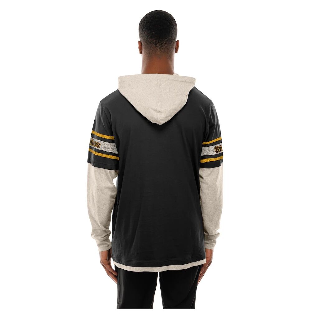 Pittsburgh Steelers New Era Twofer Layered Long Sleeve Hoodie T-Shirt