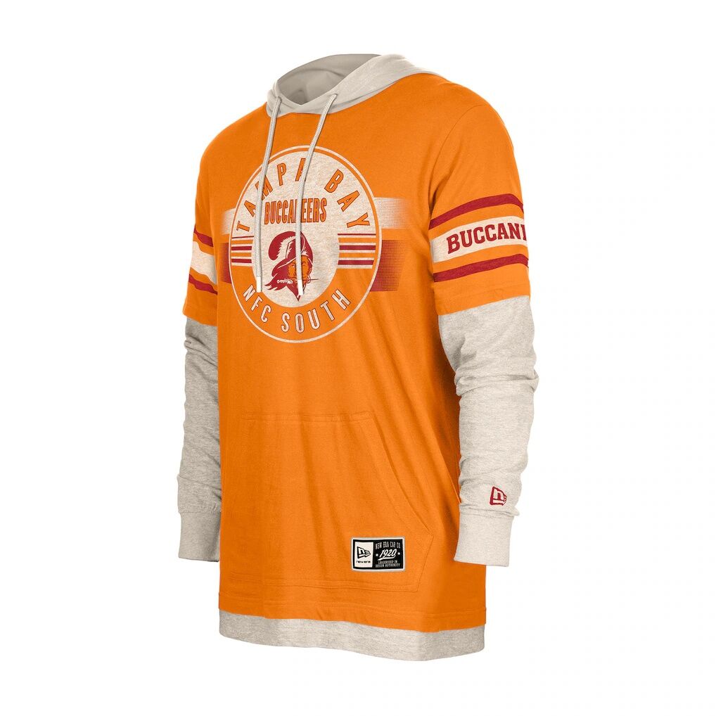 Tampa Bay Buccaneers New Era Twofer Layered Long Sleeve Hoodie T-Shirt