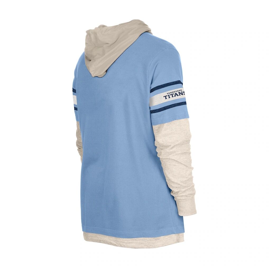 Tennessee Titans New Era Twofer Layered Long Sleeve Hoodie T-Shirt - Light Blue
