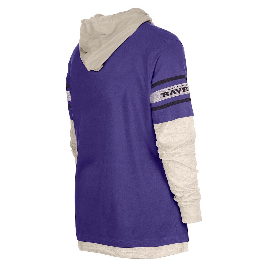 Baltimore Ravens New Era Twofer Layered Long Sleeve Hoodie T-Shirt