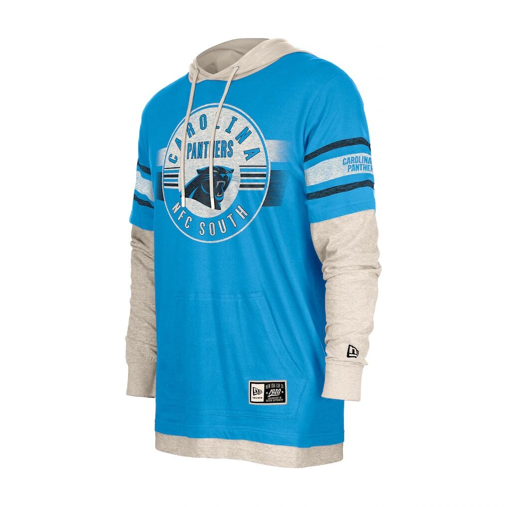 Carolina Panthers New Era Twofer Layered Long Sleeve Hoodie T-Shirt
