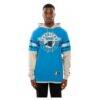 Carolina Panthers New Era Twofer Layered Long Sleeve Hoodie T-Shirt - Blue - Front View