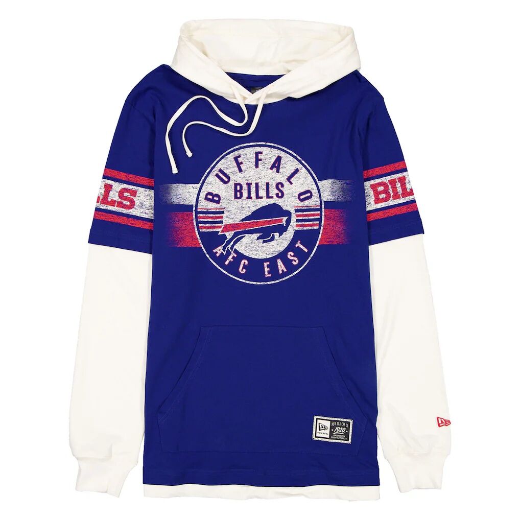 Buffalo Bills New Era Twofer Layered Long Sleeve Hoodie T-Shirt - Royal