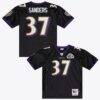 Deion Sanders Baltimore Ravens Mitchell & Ness 2005 Authentic Throwback Jersey - Black - Front View
