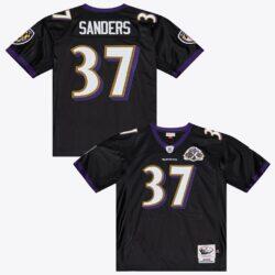 Deion Sanders Baltimore Ravens Mitchell & Ness 2005 Authentic Throwback Jersey - Black - Front View