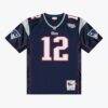 Tom Brady New England Patriots Mitchell & Ness Super Bowl XXXVI Authentic Throwback Jersey - Navy - Back View