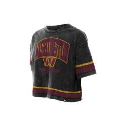 Washington Commanders New Era Women's Lifestyle Mineral Wash Boxy Cropped T-Shirt - Black - Detail View