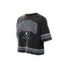 Las Vegas Raiders New Era Women's Lifestyle Mineral Wash Boxy Cropped T-Shirt - Black - Detail View