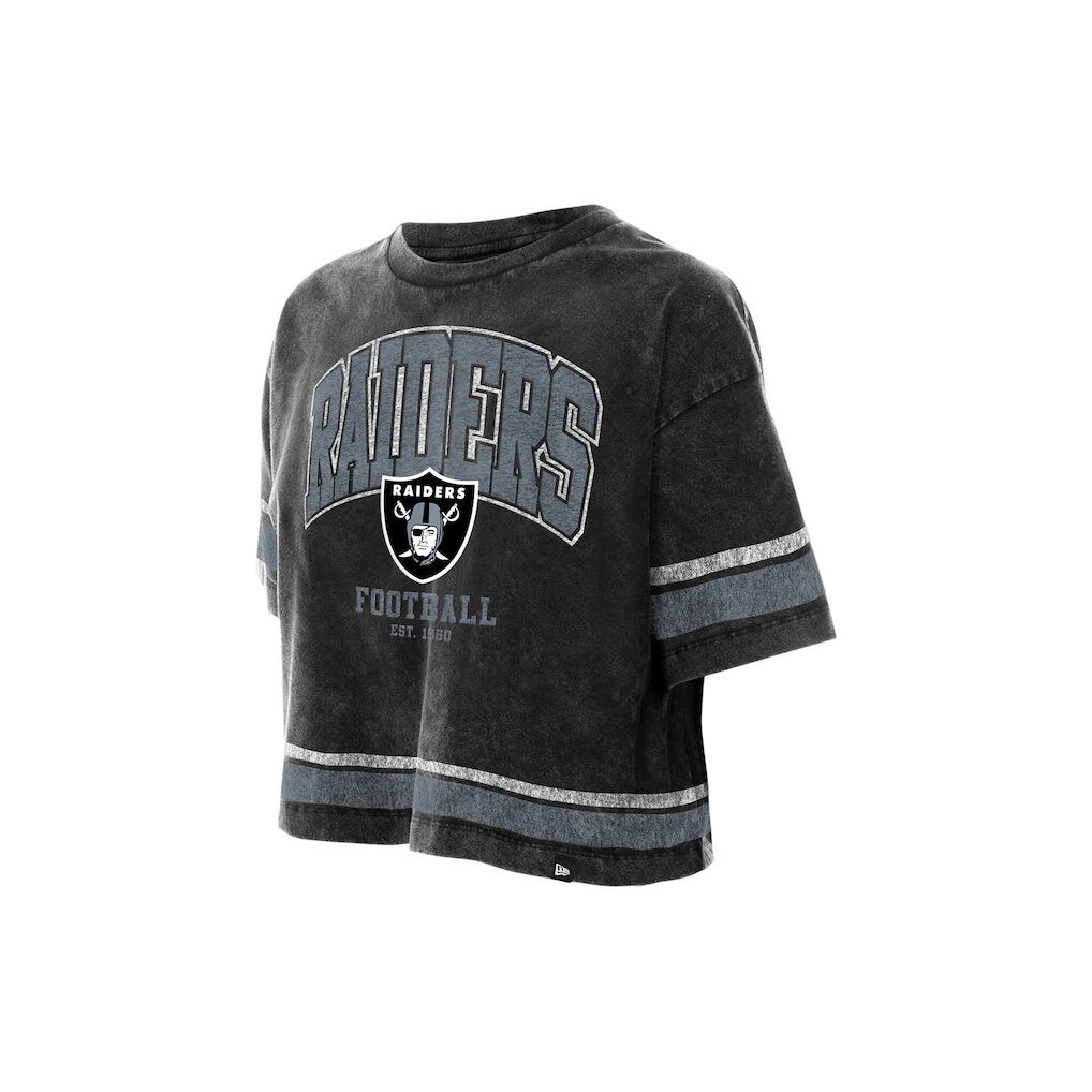 Las Vegas Raiders New Era Women's Lifestyle Mineral Wash Boxy Cropped T-Shirt