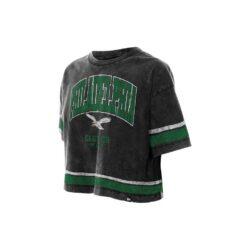 Philadelphia Eagles New Era Women's Lifestyle Mineral Wash Boxy Cropped T-Shirt - Black - Detail View