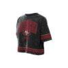 San Francisco 49ers New Era Women's Lifestyle Mineral Wash Boxy Cropped T-Shirt - Black - Detail View